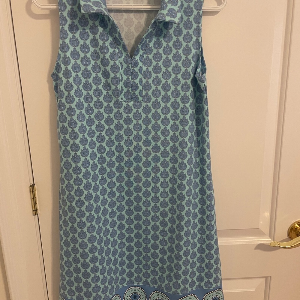 Sigrid Olsen Teal and Blue Patterned Mini Dress